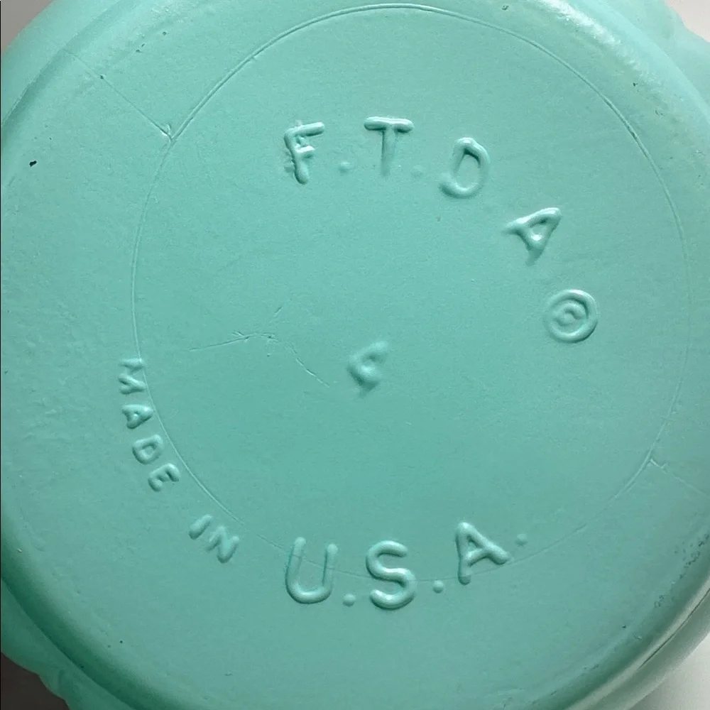 Vintage FTDA frosted glass Elegant Aqua vase collector made in USA!